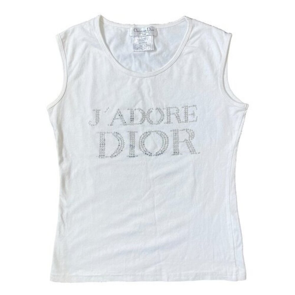 Authentic Christian Dior J'Adore Dior Rhinestones Galliano Tank Top Shirt 38